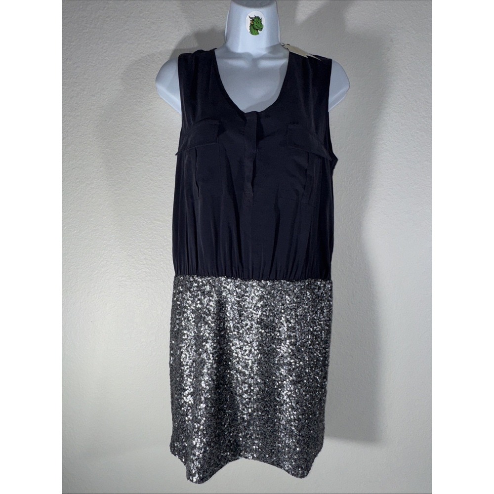 NWT MM Couture Miss Me Navy & Silver Sequin Dress Large Y2K Cocktail Club Party